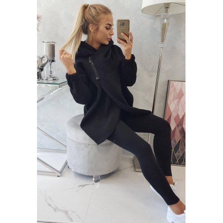 Dámska mikina s krátkym zipsom 9110 - čierna