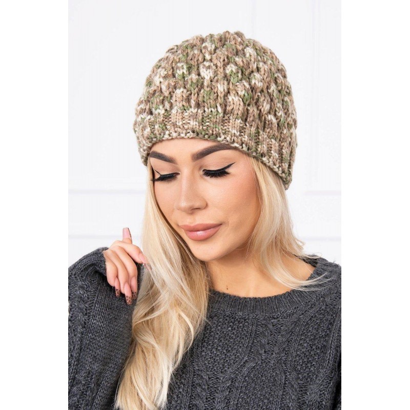 Dámska čiapka K156 - kaki-ecru
