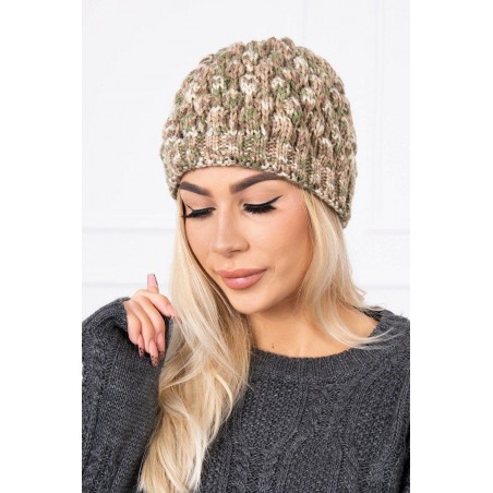 Dámska čiapka K156 - kaki-ecru