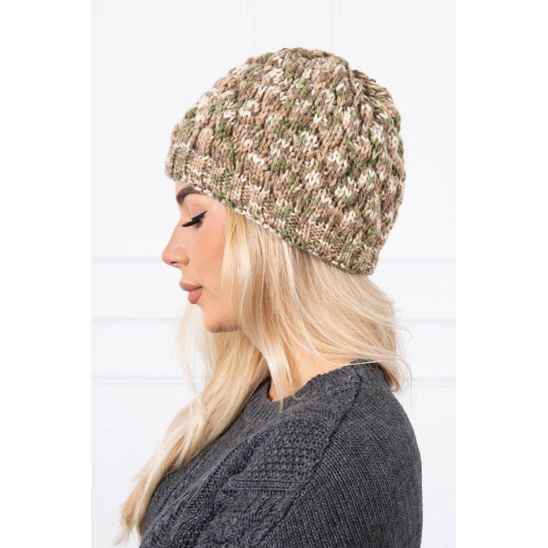 Dámska čiapka K156 - kaki-ecru
