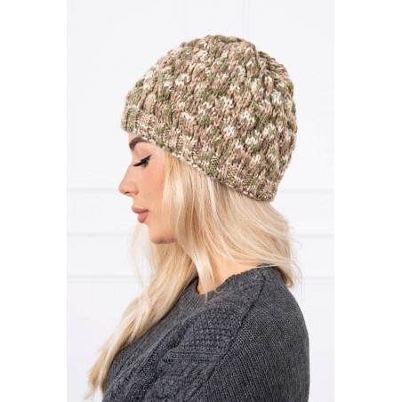 Dámska čiapka K156 - kaki-ecru