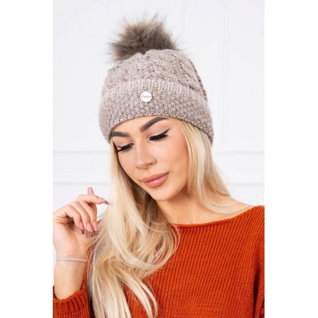 Tmavobéžová čiapka pre dámy K161