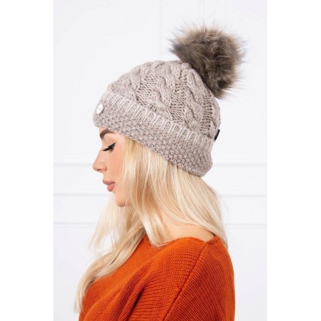 Tmavobéžová čiapka pre dámy K161