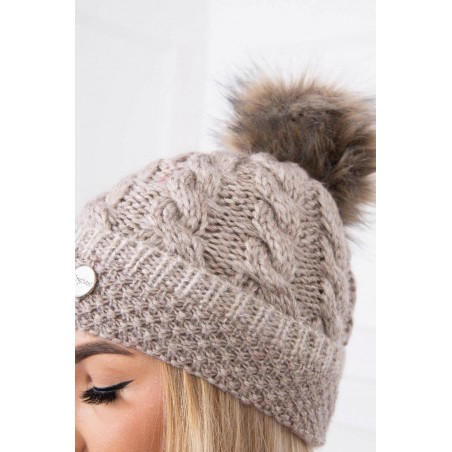 Tmavobéžová čiapka pre dámy K161