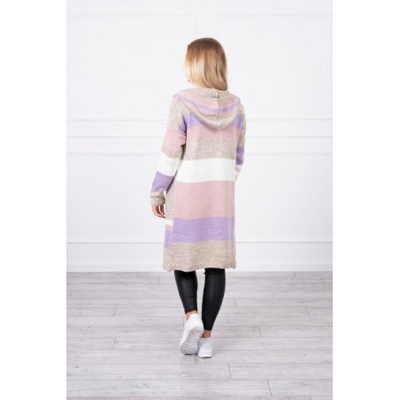 Dámsky pruhovaný sveter 2020-13 - béžový+fialový+ružový