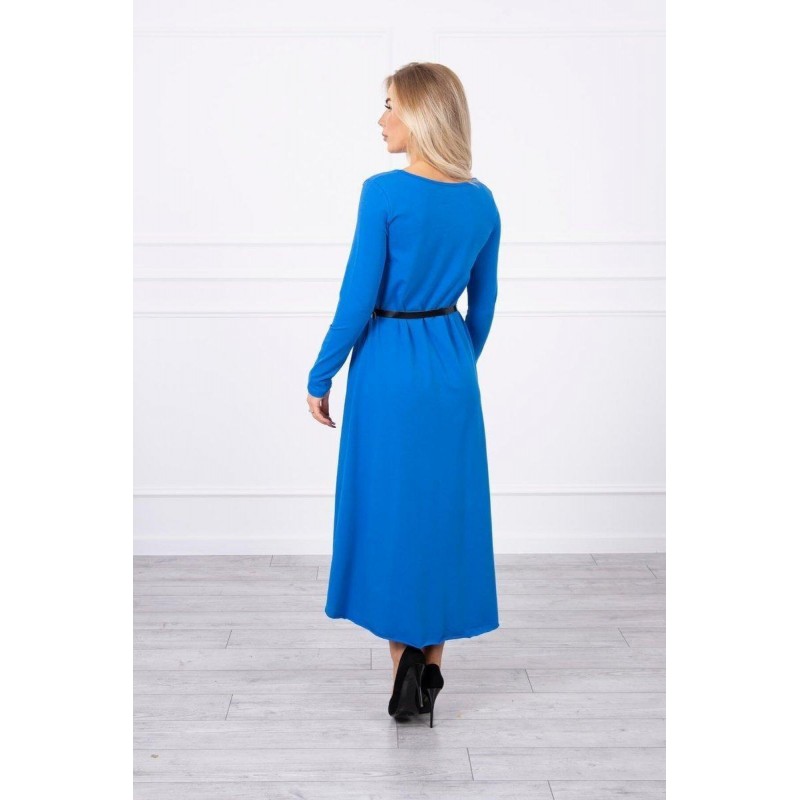 Dámske šaty s opaskom 9160 - modré