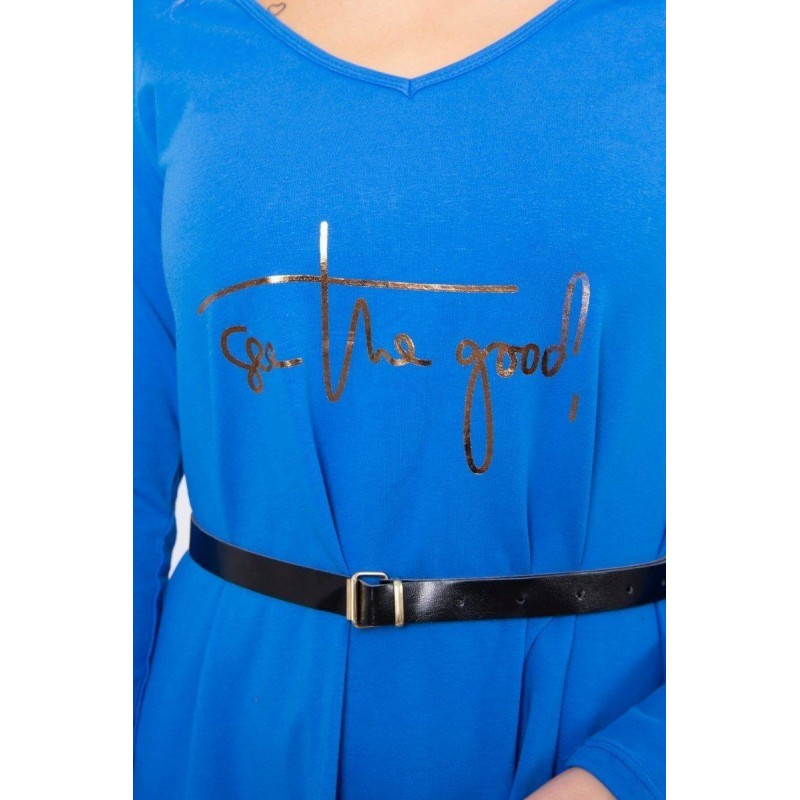 Dámske šaty s opaskom 9160 - modré