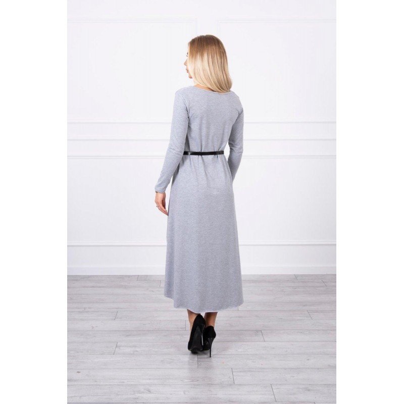 Dámske šaty s opaskom 9160 - sivé