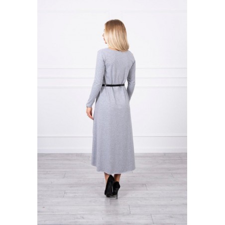 Dámske šaty s opaskom 9160 - sivé