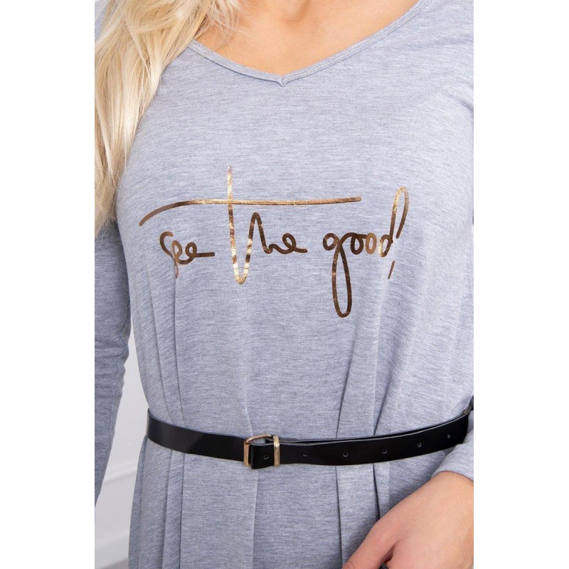 Dámske šaty s opaskom 9160 - sivé