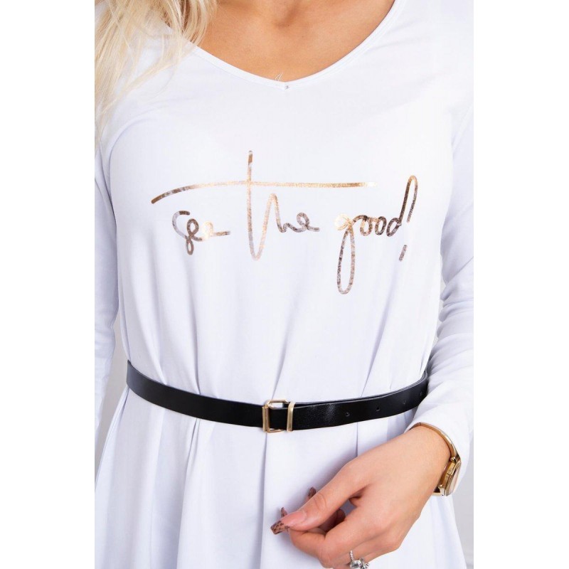 Dámske šaty s opaskom 9160 - biele