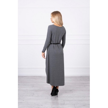 Dámske šaty s opaskom 9160 - grafitové