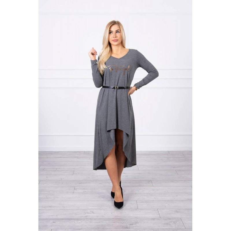 Dámske šaty s opaskom 9160 - grafitové