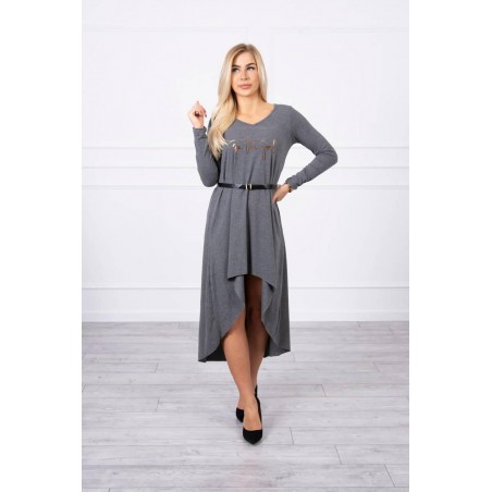 Dámske šaty s opaskom 9160 - grafitové