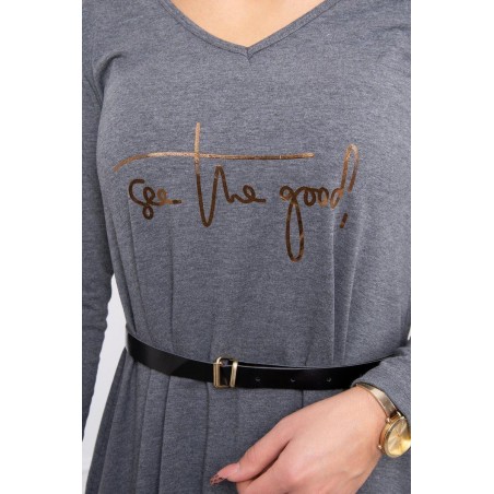 Dámske šaty s opaskom 9160 - grafitové