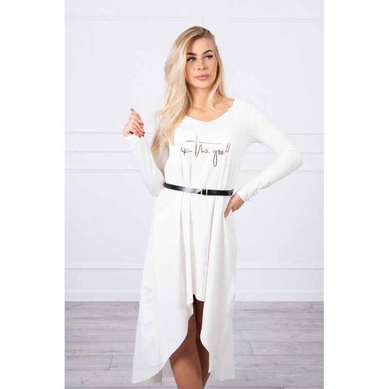 Dámske šaty s opaskom 9160 - ecru