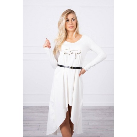 Dámske šaty s opaskom 9160 - ecru