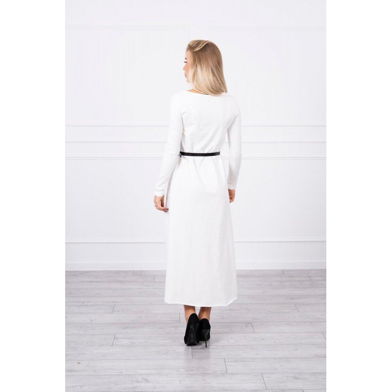 Dámske šaty s opaskom 9160 - ecru