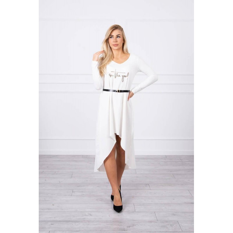 Dámske šaty s opaskom 9160 - ecru