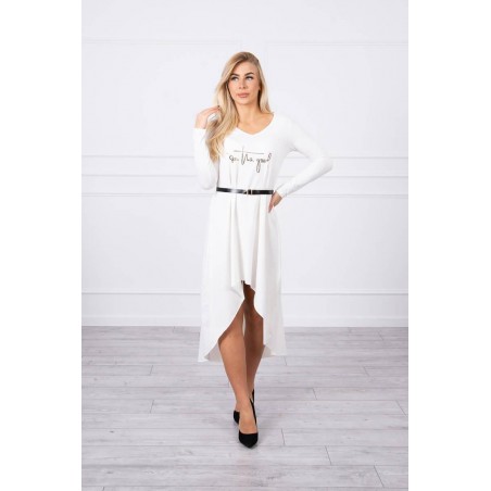 Dámske šaty s opaskom 9160 - ecru