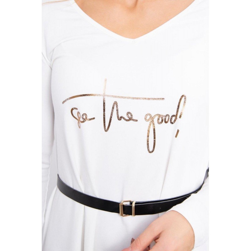 Dámske šaty s opaskom 9160 - ecru