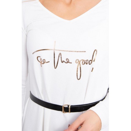 Dámske šaty s opaskom 9160 - ecru