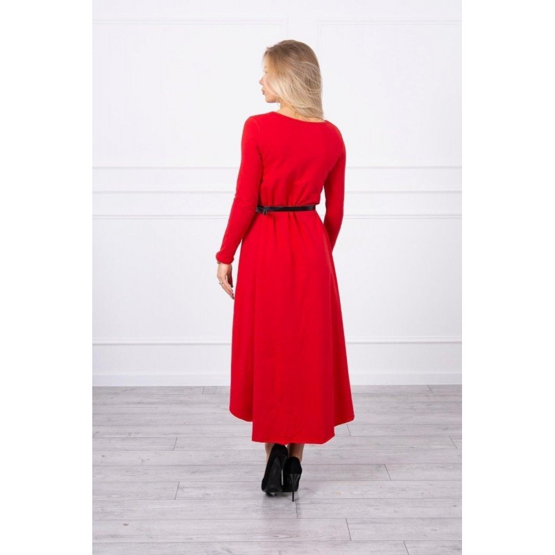 Dámske šaty s opaskom 9160 - červené