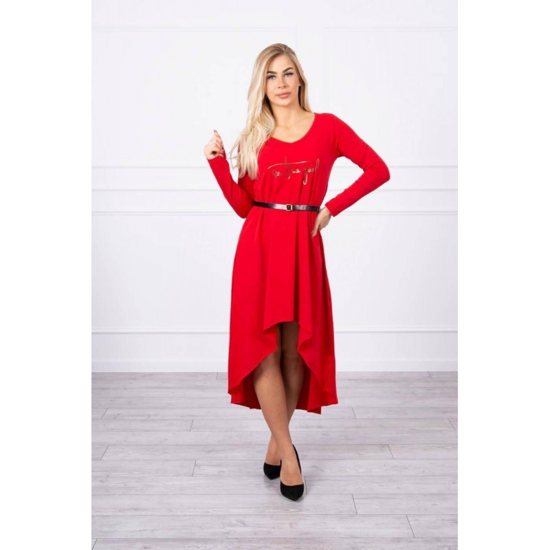 Dámske šaty s opaskom 9160 - červené