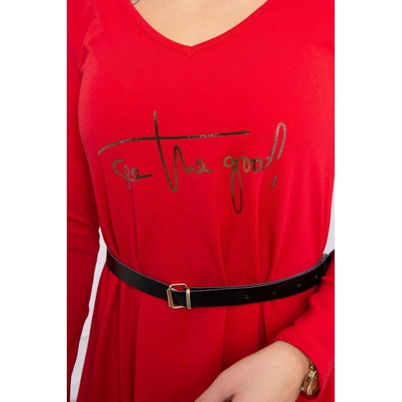 Dámske šaty s opaskom 9160 - červené