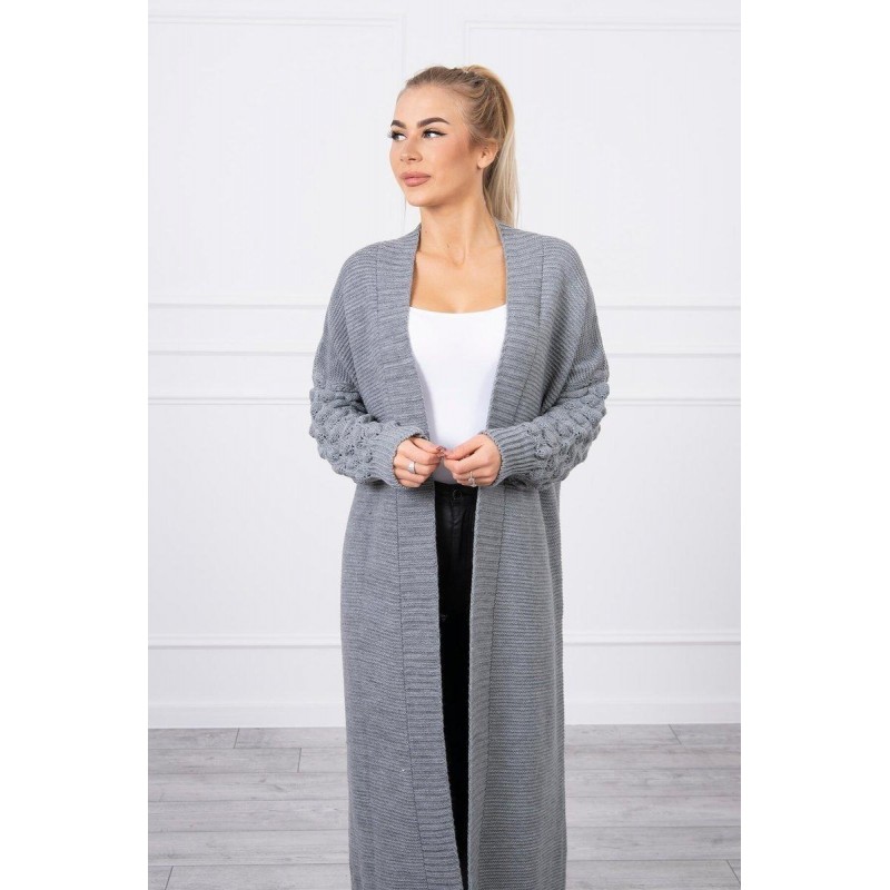 Dlhý dámsky tmavosivý kardigán 2020-9