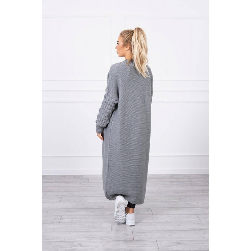 Dlhý dámsky tmavosivý kardigán 2020-9