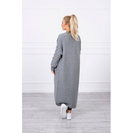 Dlhý dámsky tmavosivý kardigán 2020-9