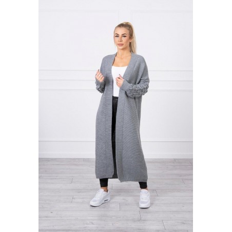 Dlhý dámsky tmavosivý kardigán 2020-9