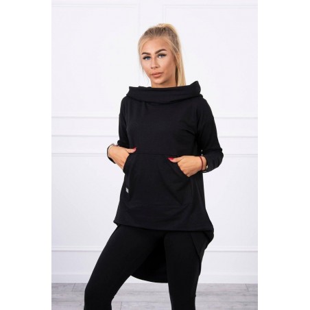 Dámska mikina s predĺženou zadnou stranou 9116 - čierna