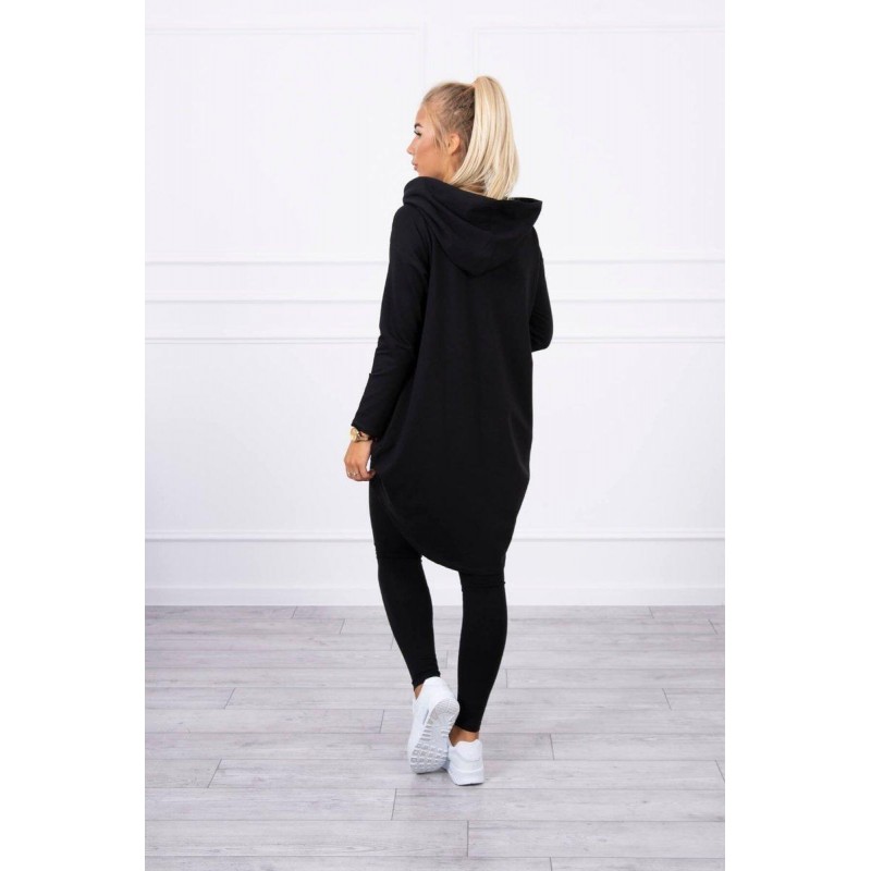 Dámska mikina s predĺženou zadnou stranou 9116 - čierna