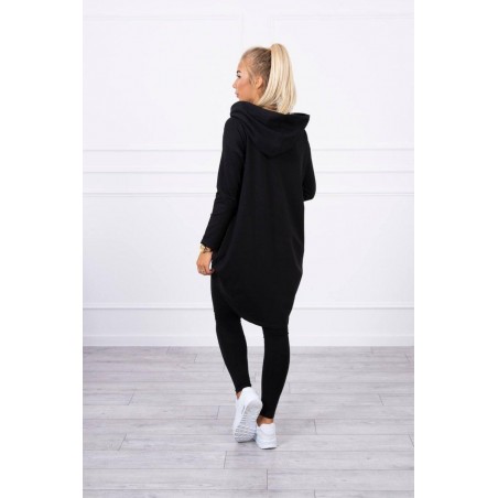 Dámska mikina s predĺženou zadnou stranou 9116 - čierna