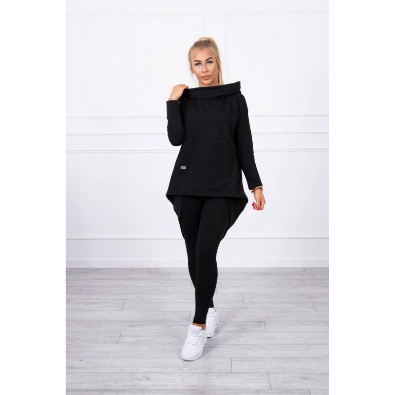 Dámska mikina s predĺženou zadnou stranou 9116 - čierna