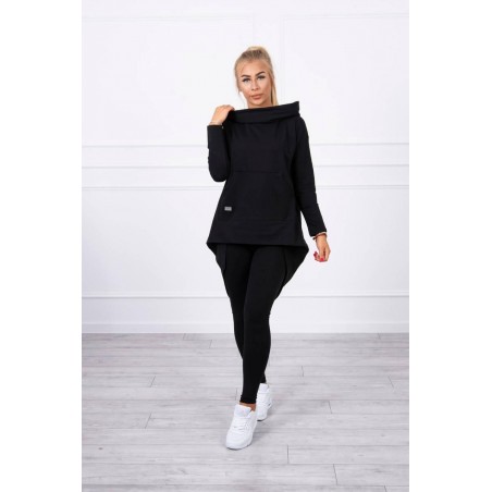 Dámska mikina s predĺženou zadnou stranou 9116 - čierna