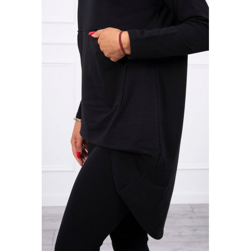 Dámska mikina s predĺženou zadnou stranou 9116 - čierna