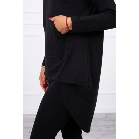 Dámska mikina s predĺženou zadnou stranou 9116 - čierna