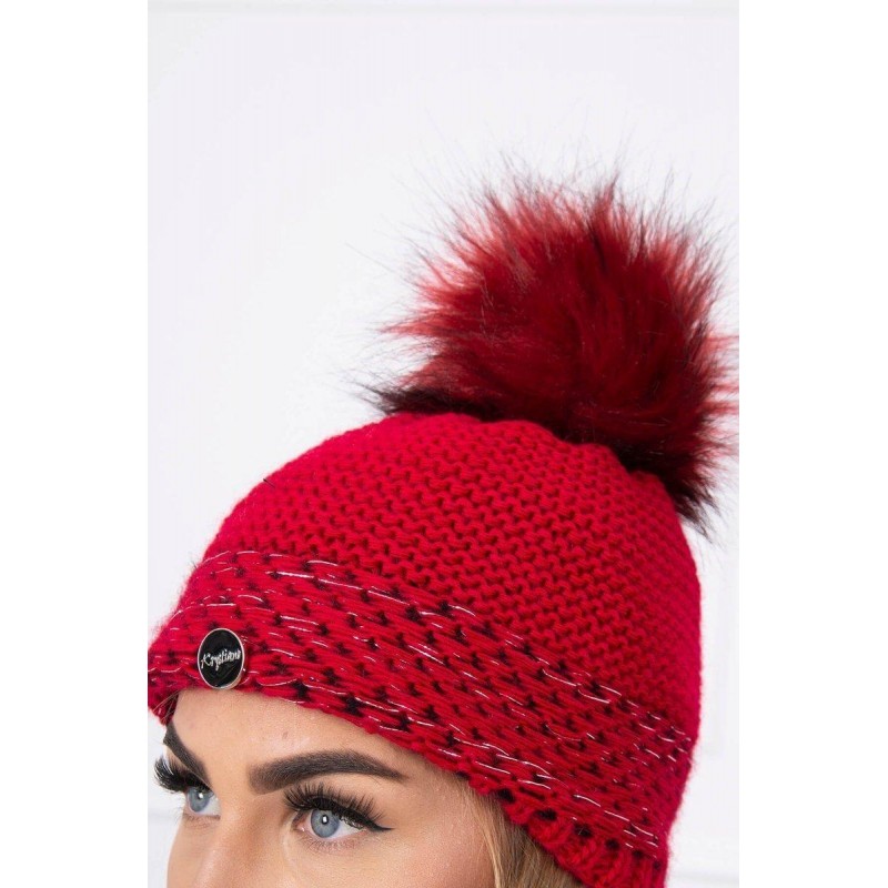 Damska čiapka a šál K126 - červená