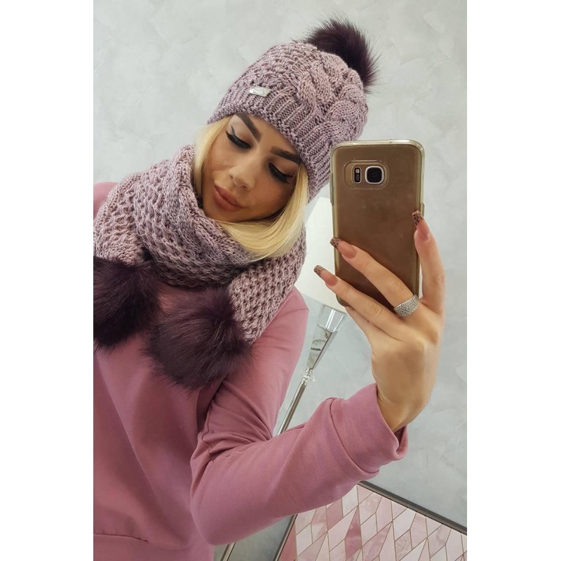 Svetlofialová dámska súprava čiapky a šálu K110