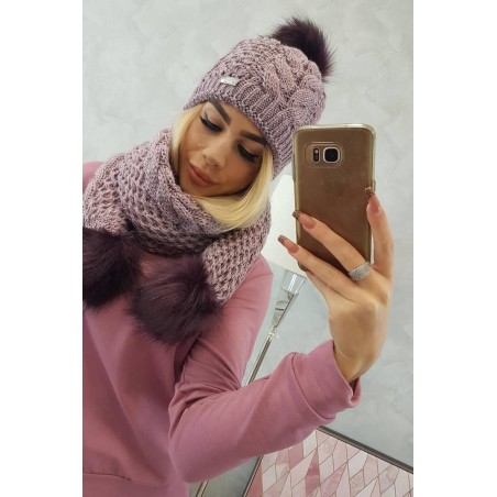 Svetlofialová dámska súprava čiapky a šálu K110