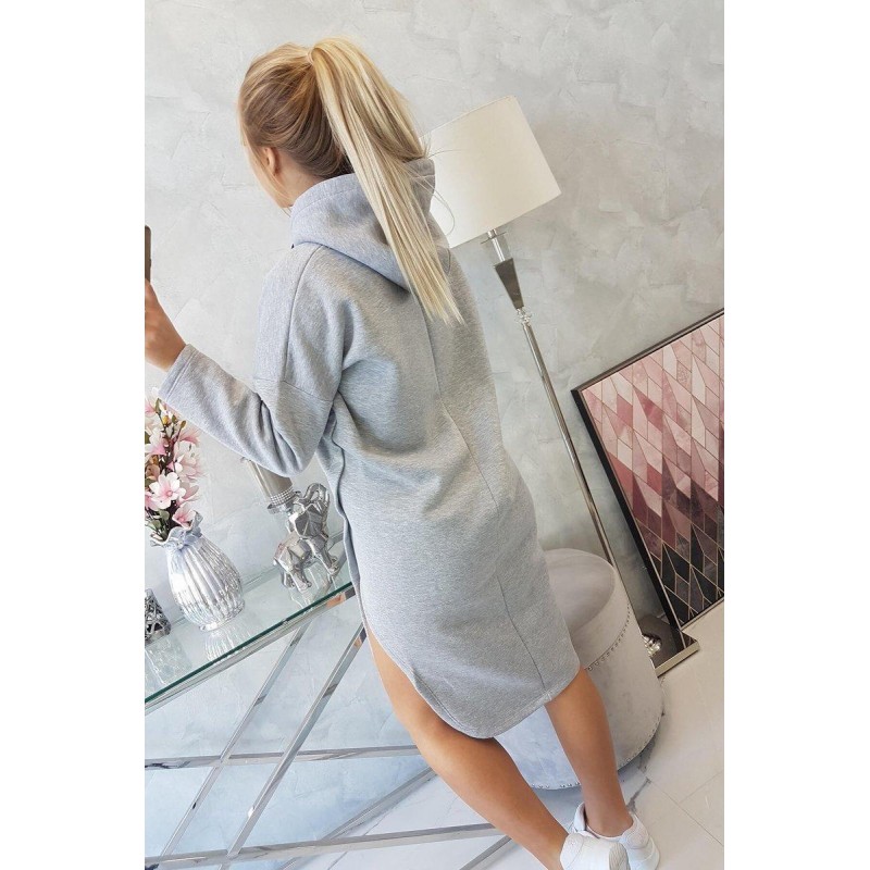 Dámske šaty s kapucňou 9168 - sivé