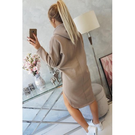 Dámske šaty s kapucňou 9168 - kapučínové