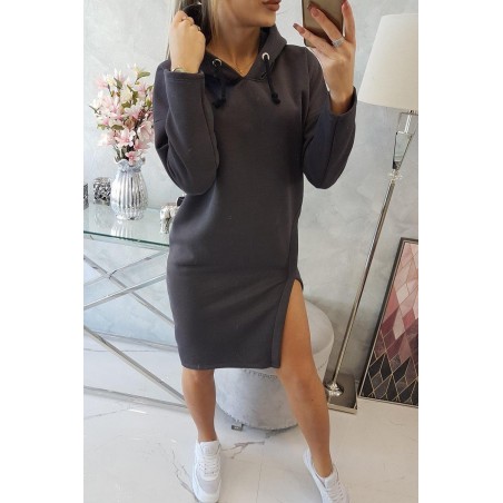 Dámske šaty s kapucňou 9168 - grafitové