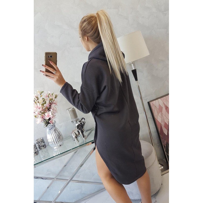 Dámske šaty s kapucňou 9168 - grafitové