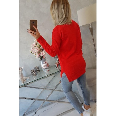 Červený dámsky sveter so stojačikom 2019-52