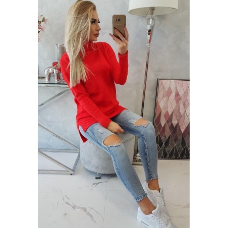 Červený dámsky sveter so stojačikom 2019-52