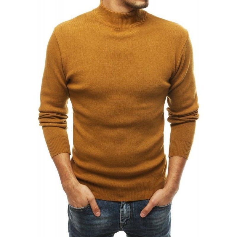 Kamelový pánsky sveter s rolákom WX1462